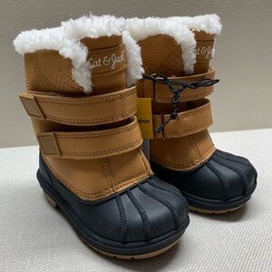 Cat & Jack Brown and Black Snow Boots Size 6 NWT